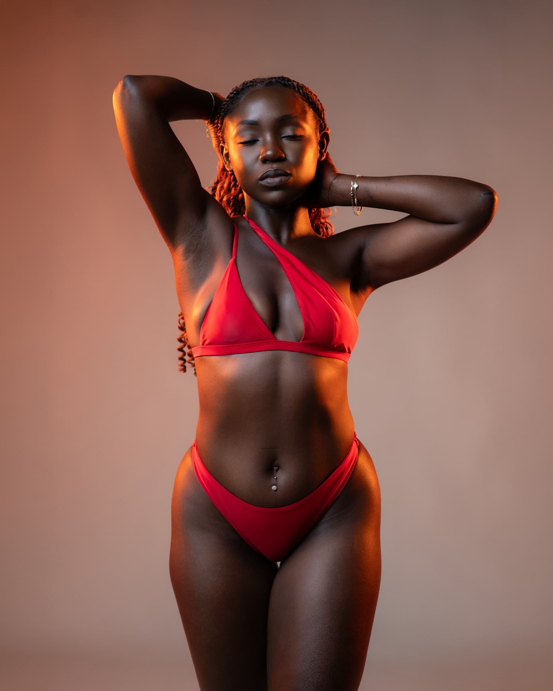 Studio portrait in warm light